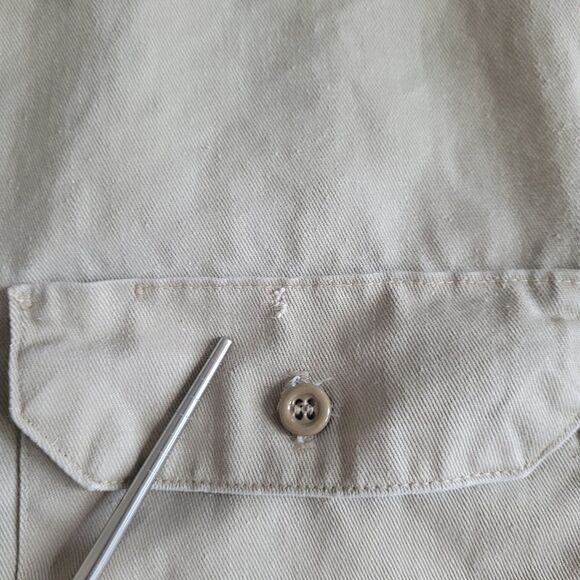 Vintage BB Brand Shirt Mens 20 2XL ? Khaki Twill Button Up Work Pockets USA Flaw - Picture 9 of 16